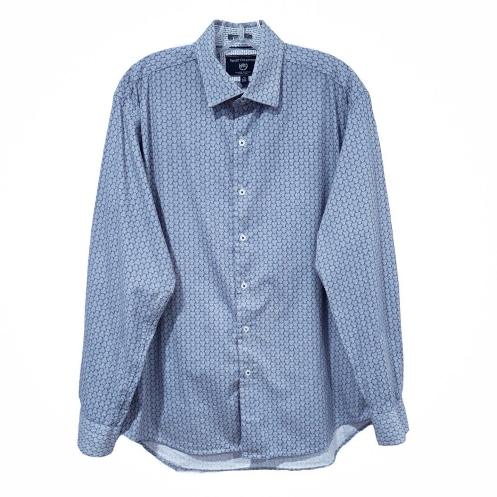 Report Collection Modern Fit Geo Print Button Front Shirt